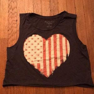 Pink American Flag Crop Top/ Muscle Tee